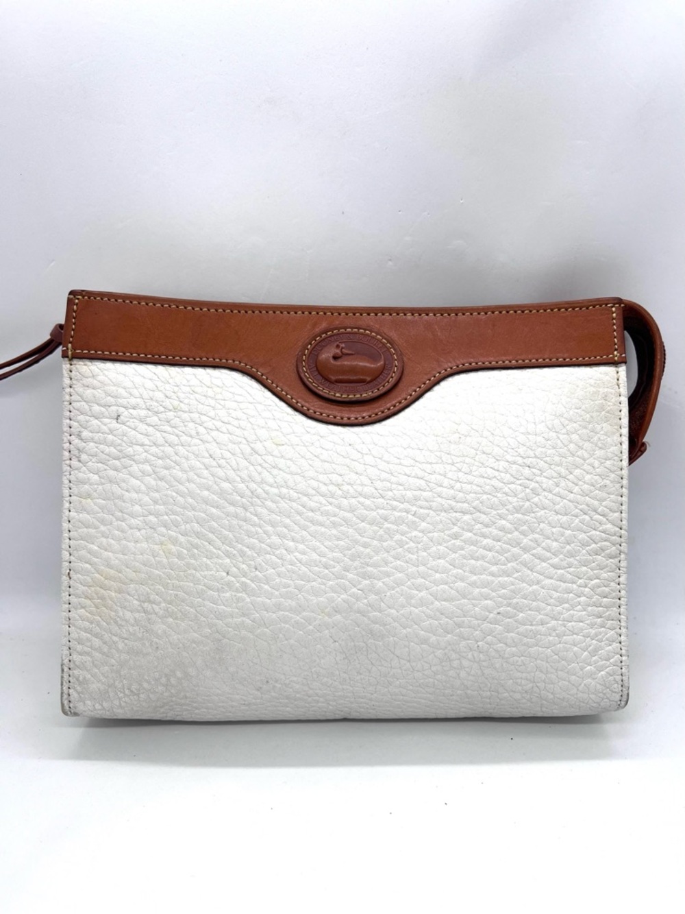 Dooney & Bourke White and Brown Leather Cosmetic Case